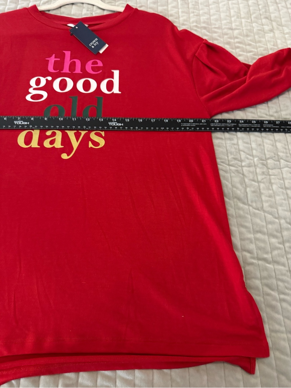 Crown & Ivy The Good Old Days Red Graphic Sweatshirt Top L NWT - Picture 4 of 8